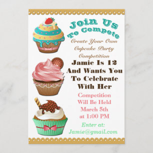 Guerras De Cupcake Bake Off Birthday Invitación mu