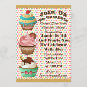 Guerras De Cupcake Sacuden Invitación De Punto Pol