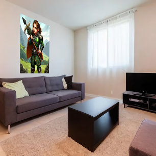 Guerrera deprimente   Poster de arte de IA