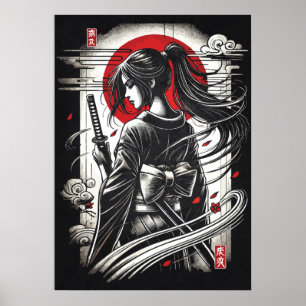Guerrera Geisha Katana - Arte de Tatuaje de Anime