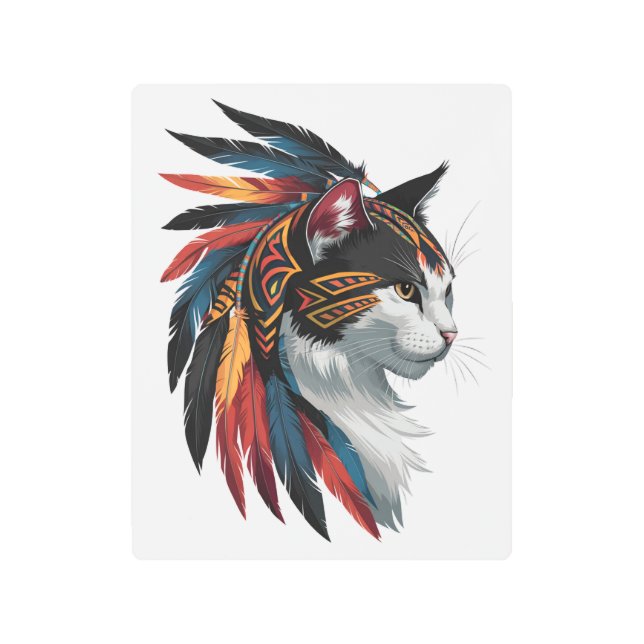 Guerrero caprichoso: Gato blanco en arte tribal (Anverso)
