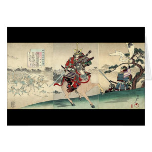 Guerrero de caballo ukiyo-e japonés samurai