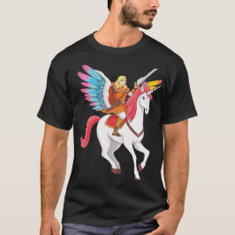 Guerrero de la fantasía en camiseta de unicornio