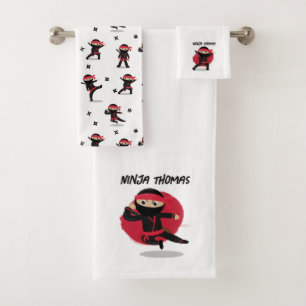 Guerrero de Ninja lindo niños negros y rojos
