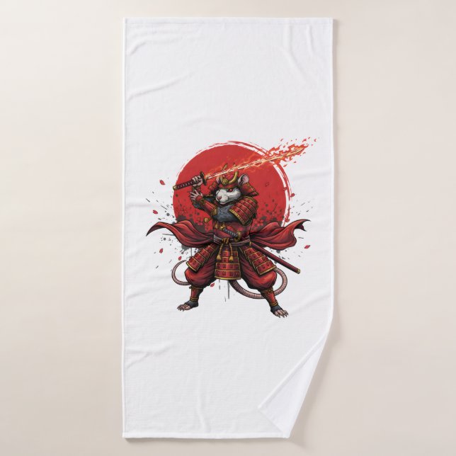 guerrero de rata samurái (Toalla de baño)