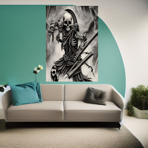 Guerrero de skeleton espumoso Poster de arte de