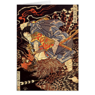 Guerrero japonés y pájaro demonio