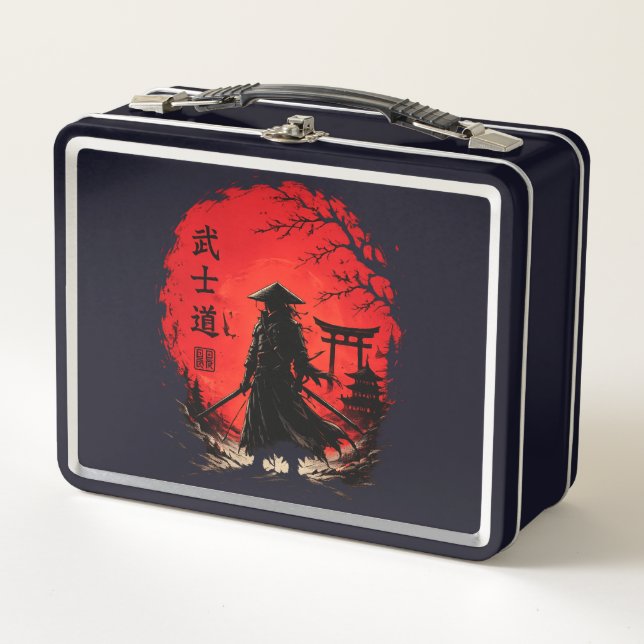 Guerrero samurái Bushido Luna Roja Japonesa Vintag (Anverso)