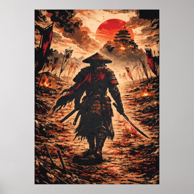 Guerrero Samurái en el Campo de Batalla, Arte de A (Frente)