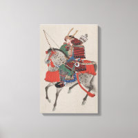 Guerrero samurai japonés en arte de lienzo impreso