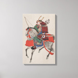 Guerrero samurai japonés en arte de lienzo impreso