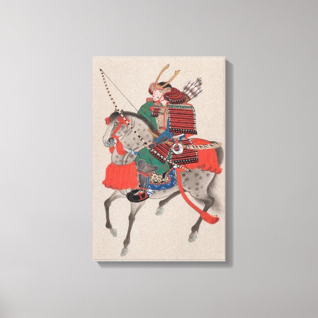 Guerrero samurai japonés en arte de lienzo impreso (Anverso)