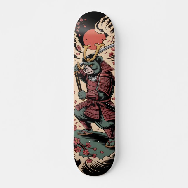 Guerrero Samurái Oso Verde Patineta (Anverso )