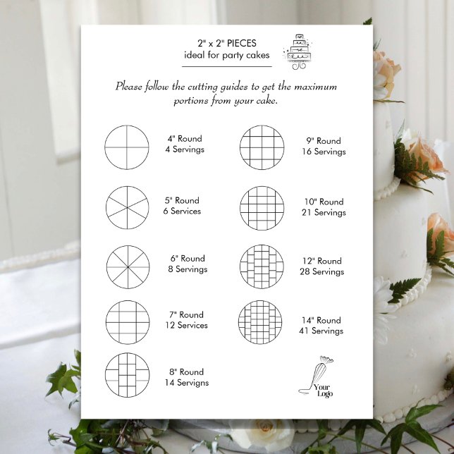 Guía de corte de tarta Boda redondo simple (Cake Cutting Guide Round Wedding Simple)