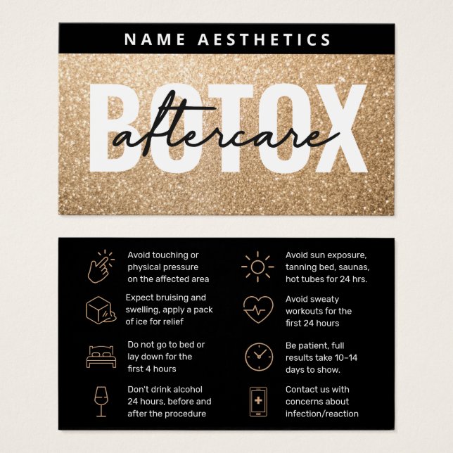 Guía de cuidados posteriores a Botox Gold Glitter  (Anverso y reverso)