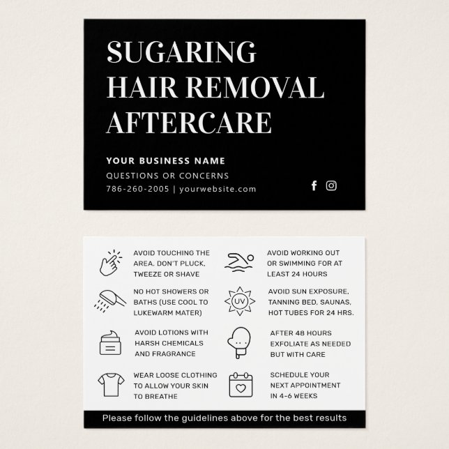 Guía de cuidados posteriores al Sugaring Clásico N (Anverso y reverso)