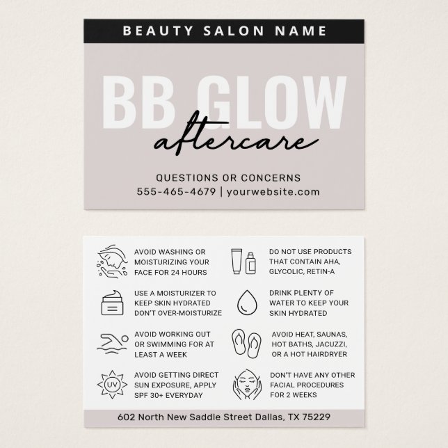 Guía de cuidados posteriores de BB Glow Soft Taupe (Anverso y reverso)