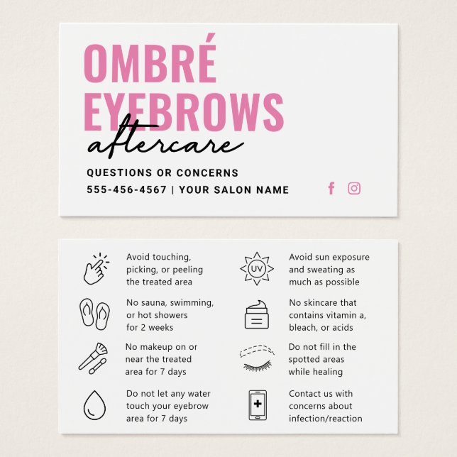 Guía de cuidados posteriores de cejas ombre modern (Anverso y reverso)