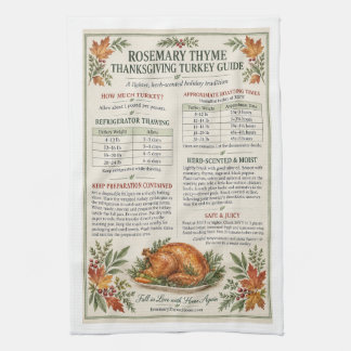 Guía de pavo de Acción de Gracias Toalla de cocina