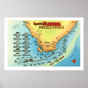 Guía de pesca de Florida 16x24 impresión de póster