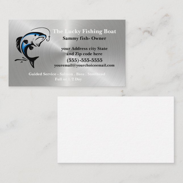 Guía de pesca Tarjeta profesional de presentación (Anverso / Reverso)