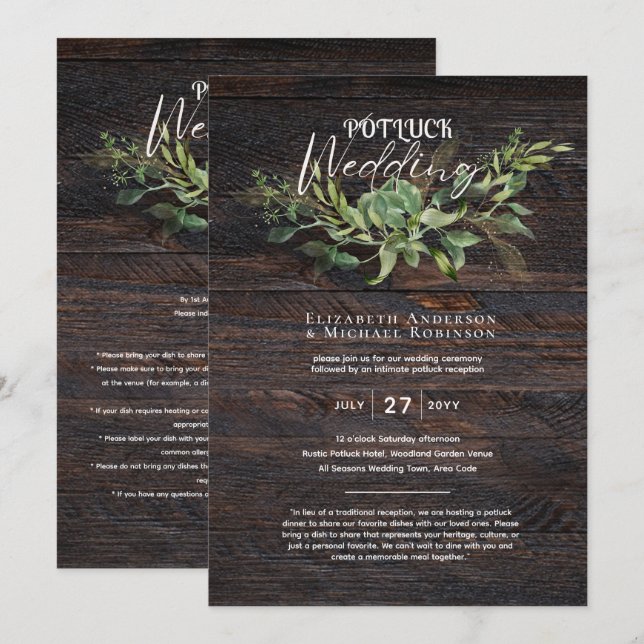 Guía de plantilla de invitación a matrimonio de PO (Anverso / Reverso)