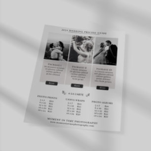 Guía de precios de fotografía de bodas Hoja de ven