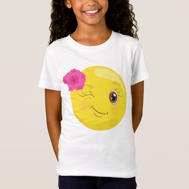 Guiño de la camiseta floral de la emoji (Anverso)