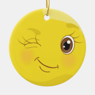Guiño del ornamento del amarillo de la emoji del