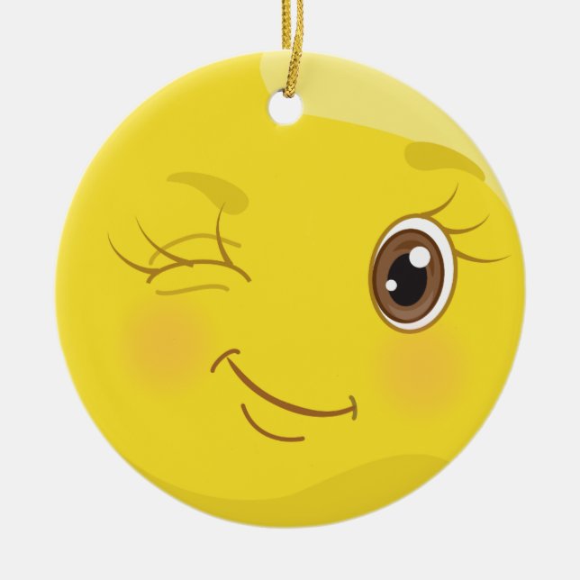 Guiño del ornamento del amarillo de la emoji del (Frente)