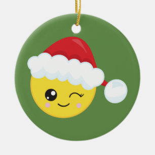 Guiño del ornamento del navidad de la emoji de