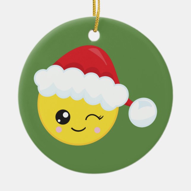 Guiño del ornamento del navidad de la emoji de (Frente)