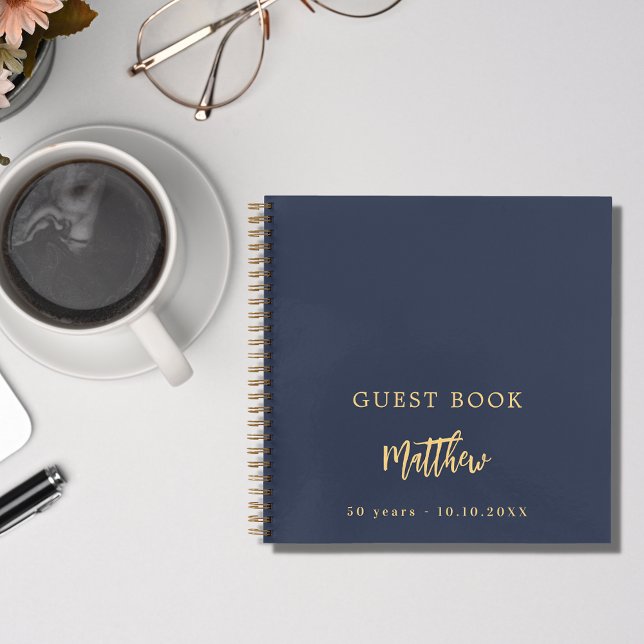Guión azul oscuro del cumpleaños del libro invitad (Subido por el creador)