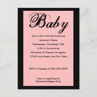 Guión bebé Invitación Baby Shower Rosa