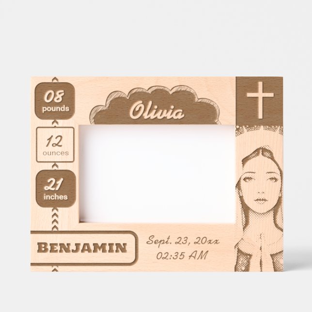 Guión bebé + marcos grabados de la Virgen María (Anverso)