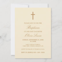Guión beige Elegante Cream Baptism Invitación