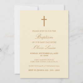 Guión beige Elegante Cream Baptism Invitación