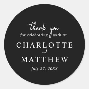 Guión blanco y negro Gracias Pegatina Boda