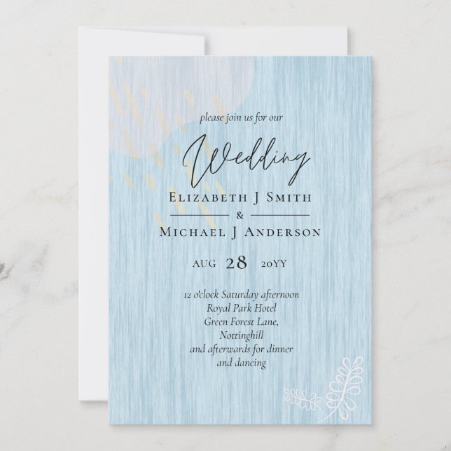 Guión Boda de Oro Azul Dusty de Presupuesto (Anverso)