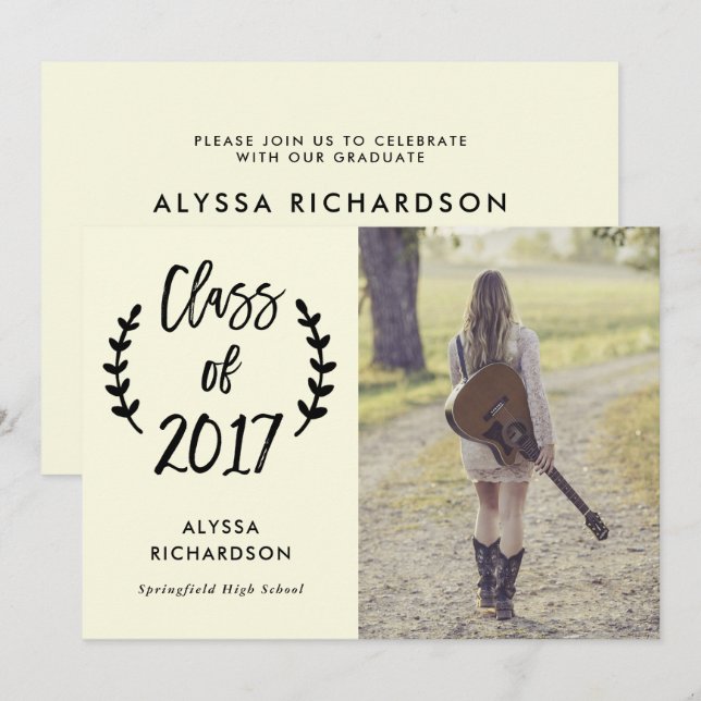 Guión botánico | Invitación a la fiesta de graduac (Anverso / Reverso)
