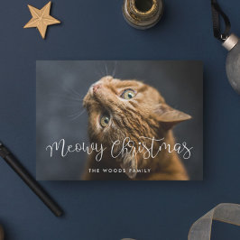 Guión caprichoso Navidad Meowy foto de gato