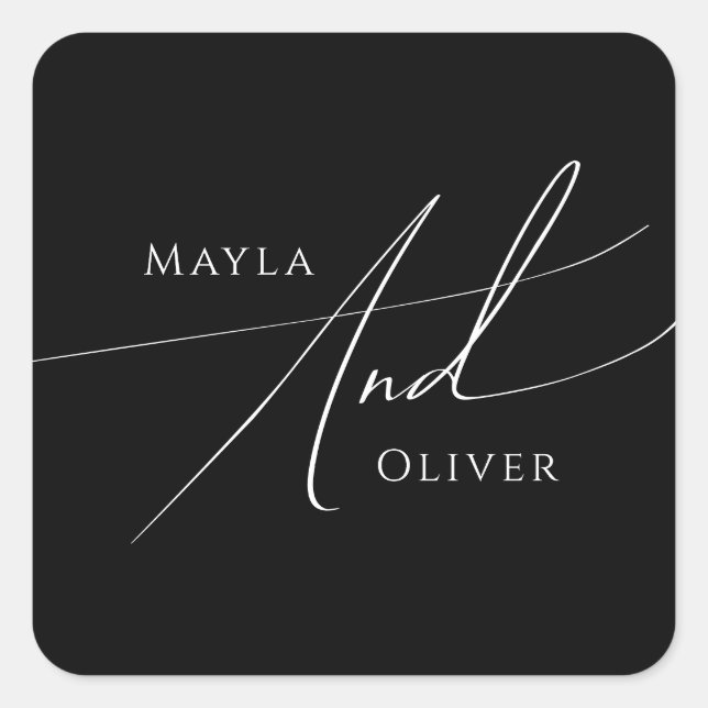 Guión caprichoso | Sellos para sobres de Bodas neg (Anverso)