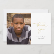 Guión Casual Dorado Foto Graduación Agradecimiento