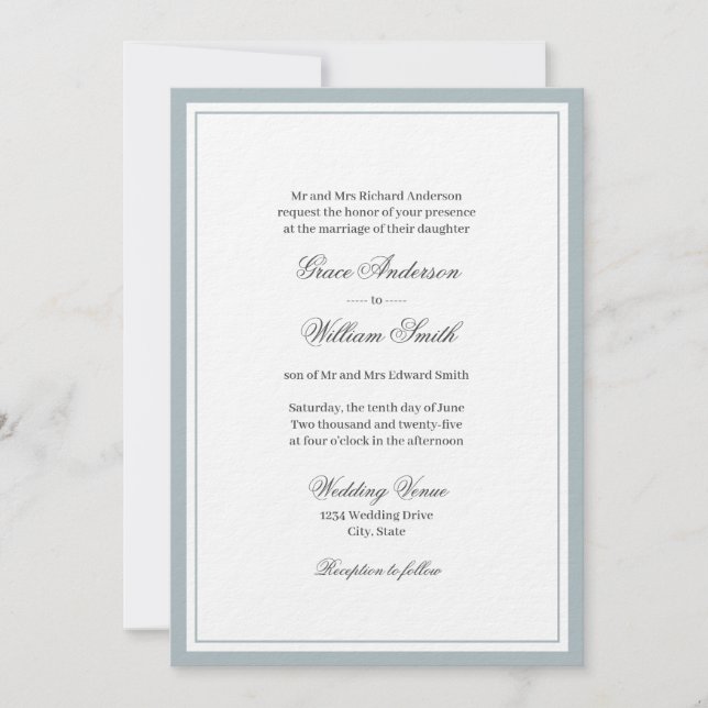 Guión clásico elegante - Invitación a la boda de n (Anverso)