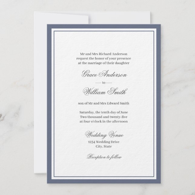 Guión clásico elegante - Invitación a la boda de n (Anverso)