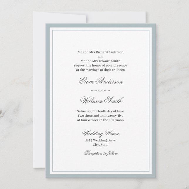 Guión clásico Invitación de matrimonio para ambos  (Anverso)