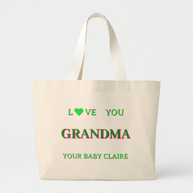 Guión de abuela personalizado Gran Bolsa de Tote V (Frente)