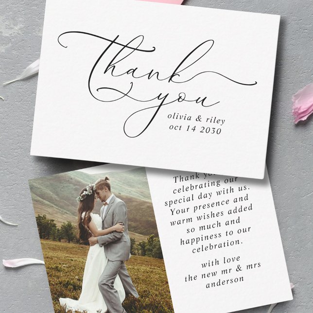 Guión de agradecimiento de boda simple elegante Fo (Subido por el creador)