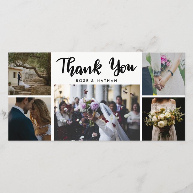 Guión de agradecimiento de cinco fotos de boda (Anverso)