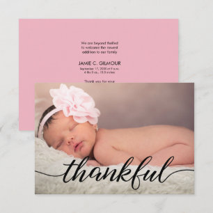 Guión de agradecimiento de Invitación de bebé rosa